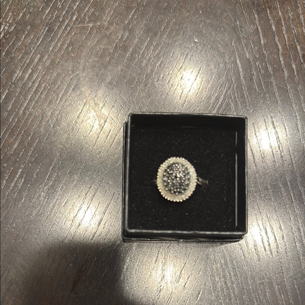 Elegant Silver Ring with Black Accents